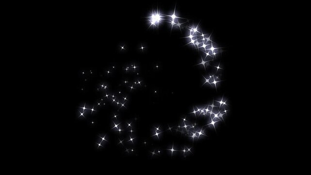 4k Luxury white glitter sparkles line trail, magic dust and pixie dust path, glittering magic shimmer, glowing particles, magic sparkles glitter line stars, christmas stars isolated on black screen