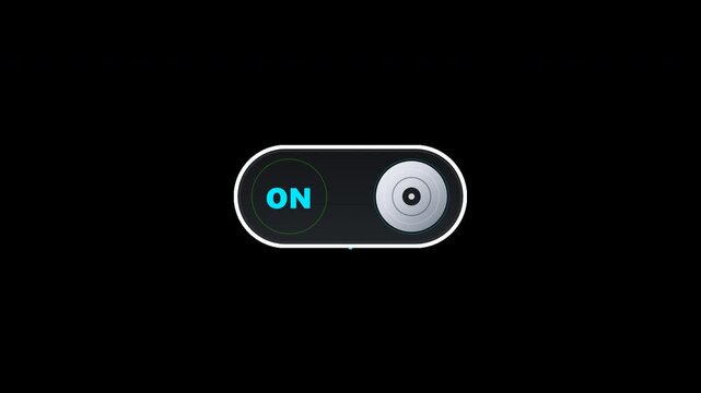 Animated toggle switch turning from off to on a transparent background.