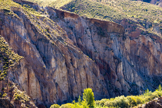 Desert and mountainous landscape of Las Alpujarras in Granada, Andalusia, Spain