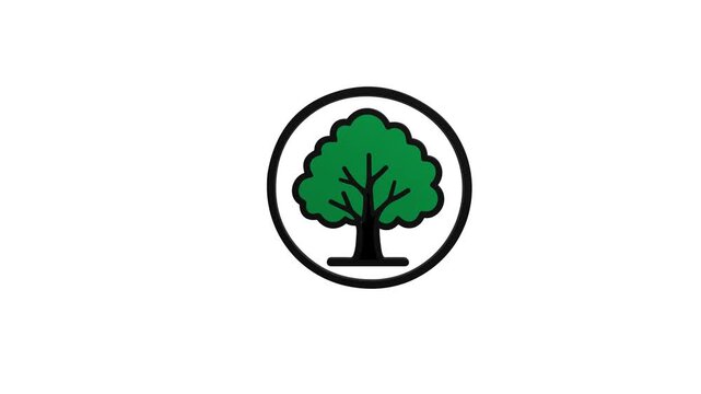 Green Tree Icon in Circle, Nature Symbol, Eco-Friendly Logo, Organic Concept