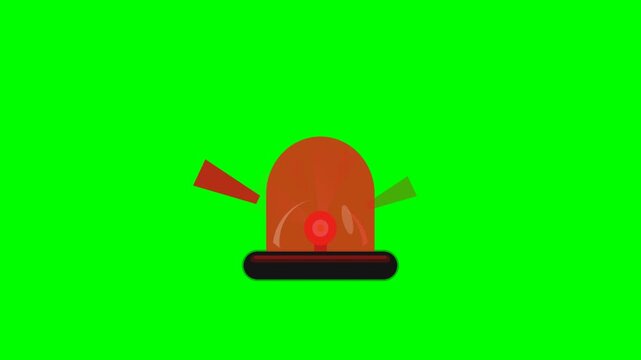 Red emergency beacon flashing with alert symbols on green screen background