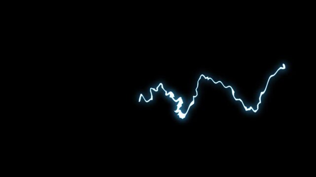Animated electric lightning bolt storm effect FX on a black screen background, Electric thunder boom effect with glowing lightning bolt strike, vibrant blue energy sparks.4k video