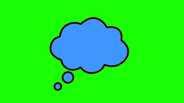 Animated Blue Thought Bubble Comic Speech Balloon Motion Graphics Overlay with Green Screen Chroma Key