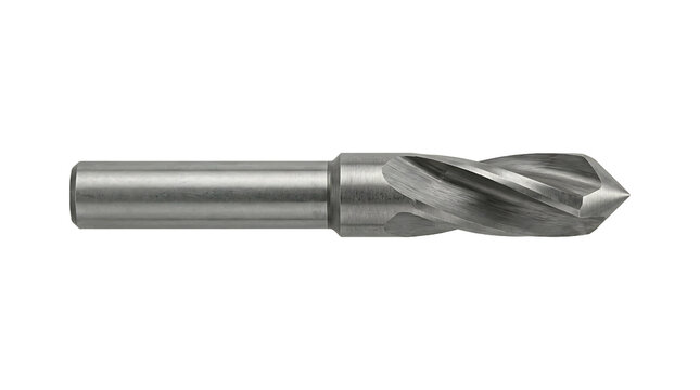 Professional Metal Spotting Drill Bit for Precision Engineering and Industrial Machining, High-Quality Steel Construction with Spiral Flute and Sharp Point, Isolated on White Background