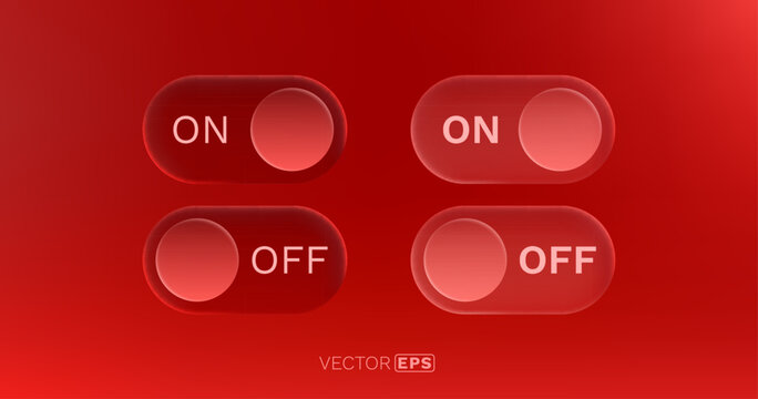 Stylish red glassmorphism UI toggle switches.