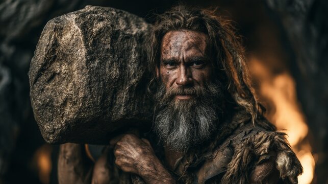 caveman with his stone axe