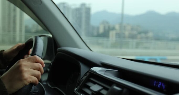 Driving car in chongqing city, China 