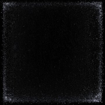 Winter frost and snow frame on a black background with frozen ice crystals and snowflakes, creating a festive border with central copy space for Christmas and holiday designs.