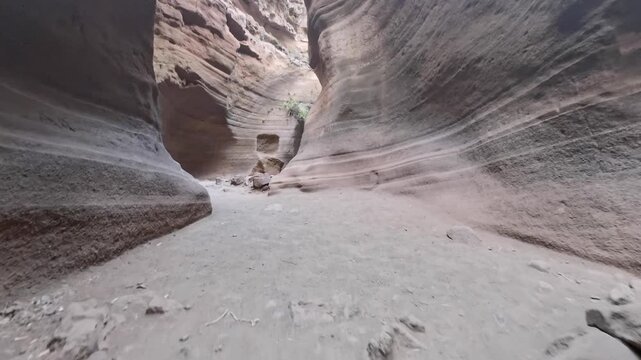 Famous canyon Barranco de las Vacas in Gran Canaria with its breathtaking rock formations.