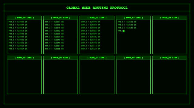 Digital node routing protocol interface screen 4K video