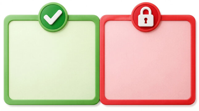 Green approval and red locked option comparison concept
