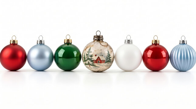 Christmas baubles in different colors and designs