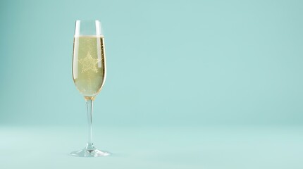 Fototapeta premium 星形の泡が浮かぶスパークリングシャンパン