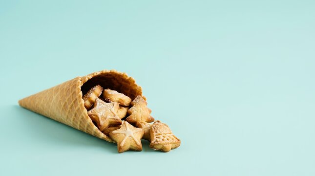 ワッフルコーンからこぼれるクリスマスクッキー