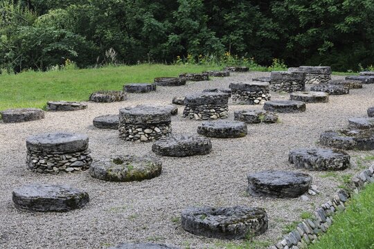 Columnar base of a temple in the Dacian fortress of Sarmizegetusa Regia, Romania, Europe