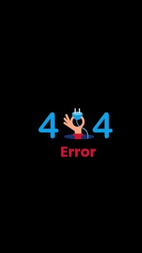 Loading Spinner to Checkmark and 404 Error Page Animation, Page Not Found, Unplugged Cable Hand Illustration, Website Error Motion Graphic on Black Background
