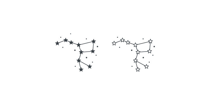 Star constellations vector illustration featuring scientific astronomical maps for space educational projects.