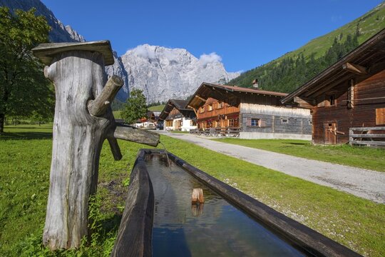 The alpine village of Eng, Eng-Alm, Karwendel mountains, Tyrol, Austria