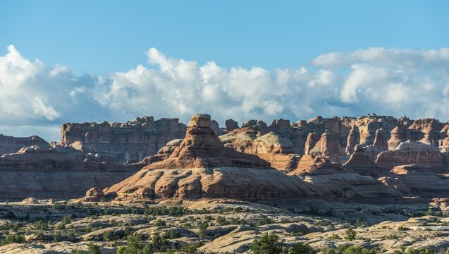 Pinnacles, rocky plateau, rock formations The Needles District, Canyonlands National Park, Utah, USA