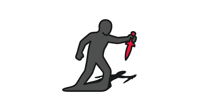 Silhouette of a Person Holding a Knife Murder Concept