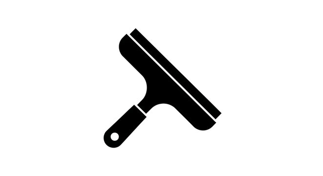 Black window squeegee silhouette isolated on transparent background