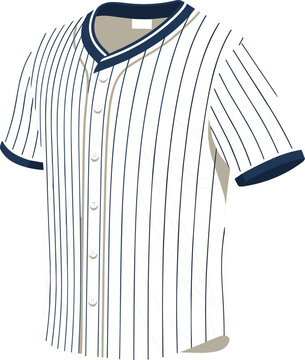 White baseball jersey vector template with blue pinstripes blank sport shirt mockup illustration for team uniform design graphic