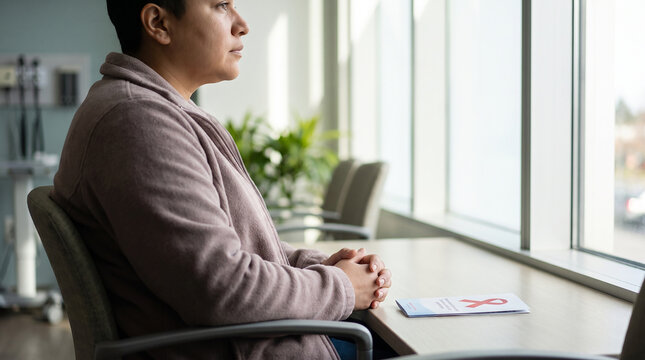 Pensive businessman looking out office window lost in thought during workday