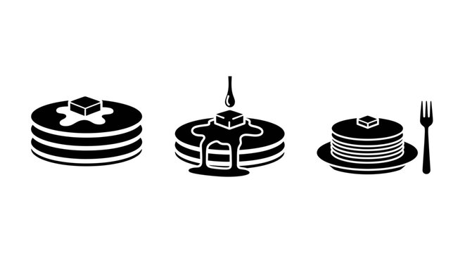 Pancake Icons Set Isolated Transparent Background