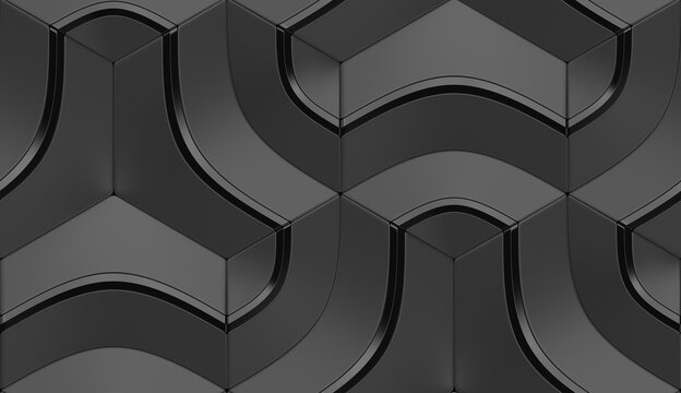 Modern seamless pattern with sculptural geometric forms.