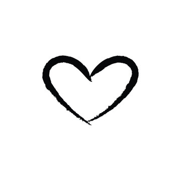 Grunge black hearts icon. Black brush stroke heart icons in expressive hand drawn styles. Handcrafted heart elements with a creative, modern look.