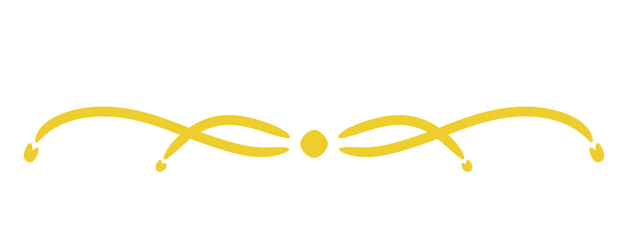 Elegant Yellow Calligraphic Divider Ornamental Flourish Vector Decorative Border Design Element