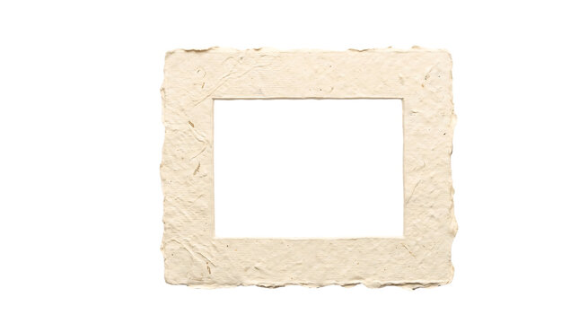 Square handmade paper frame with rough torn edges