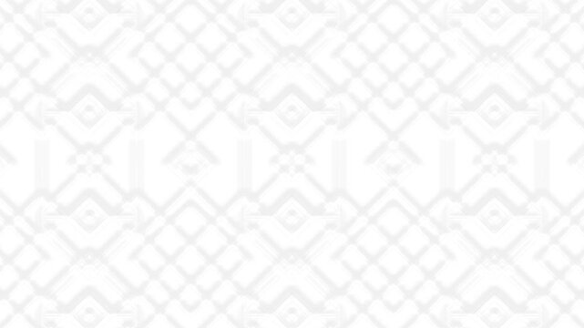 Animated white abstract geometric patterns and wallpaper backgrounds in a seamless repeating loop. Minimal monochrome decorative surfaces with subtle relief, for web, websites and motion graphics.