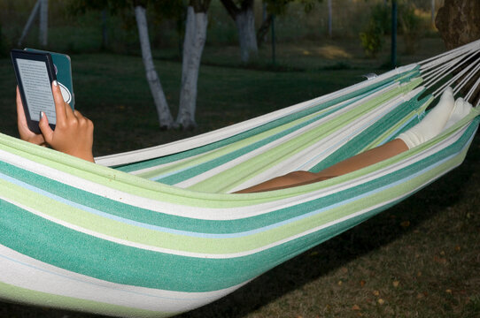 Reading in a hammock