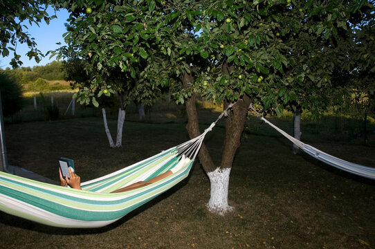 Reading in a hammock