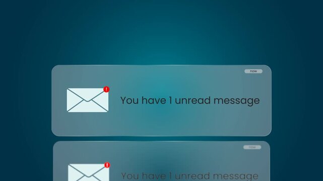 New message notification on Smart Phone Screen, black background and green screen