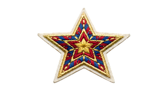 Star shaped iron-on embroidered patch with colorful threads iron on star shape