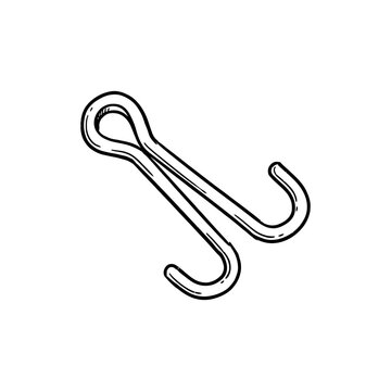 Cartoon vector icon of a bent cotter pin fastener