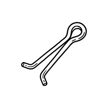 Cartoon flat icon of a metal cotter pin