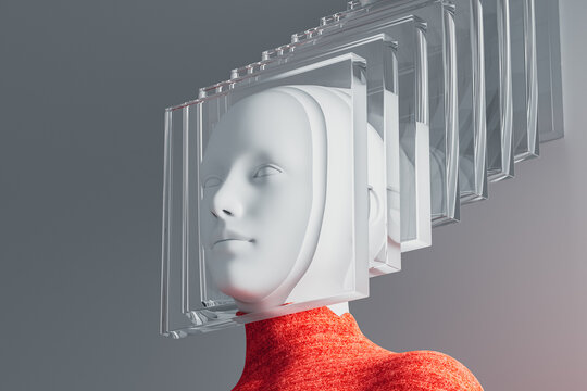 Human Mind Layered Through Transparent Glass Panels