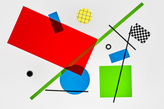 Abstract Geometric Composition With Colorful Shapes And Patterns