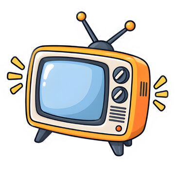 Retro television flat vector illustration in die-cut sticker style, isolated on a white background