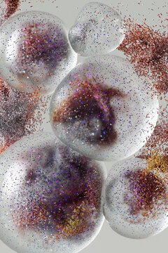 Translucent Spheres and Colorful Particle Explosion