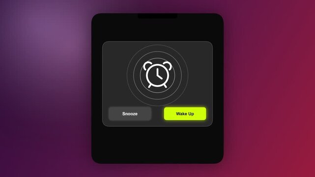 Digital Smart Alarm Clock Interface on Smartphone Screen
