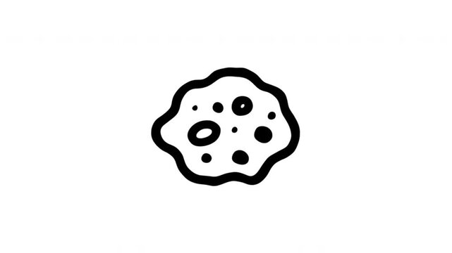 Cookie For Snack And Bakery Marketing Doodle Animation With Alpha Channel. Biscuit Treat And Dessert Food Promotion. Animated Hand-Drawn Icon For Video Overlay 4K.