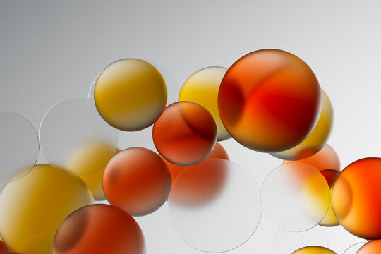 Orange and Yellow Abstract Spheres with Copy Space