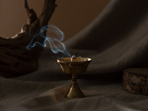 Incense Smoke in Brass Holder