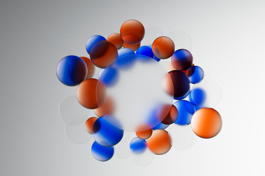 Blue and Orange Spheres Circular Abstract Frame