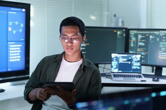 Programmer Developing Software with Artificial Intelligence Technology