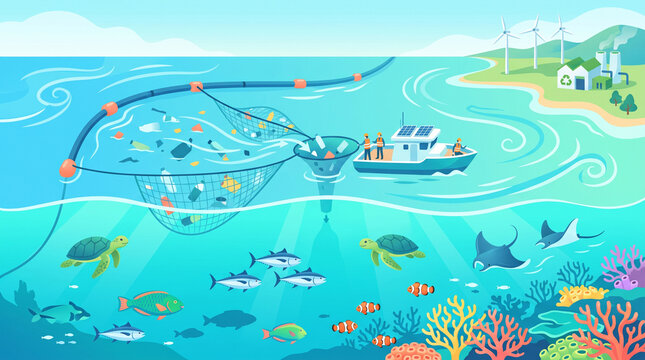vector illustration of a tropical island with a boat